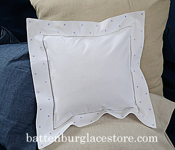 Square pillow. Sweet Lavender color Swiss Style Polka dot.12SQ